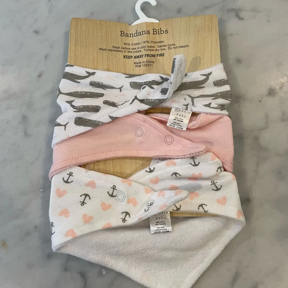 NEW Modern Baby Bandana Bibs - Nautical 3-Pack